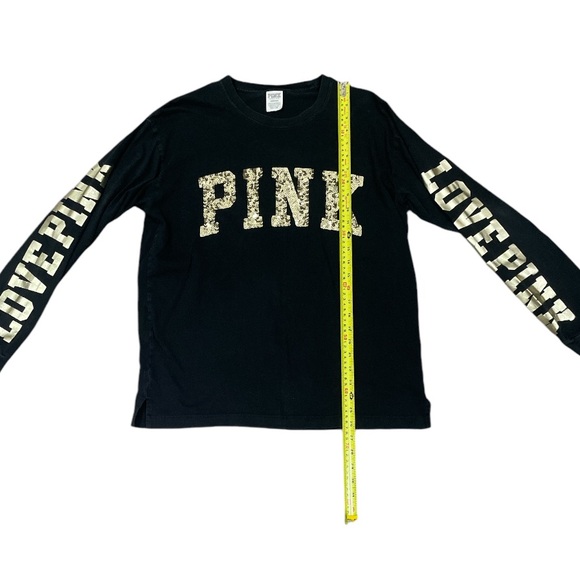 VICTORIA'S SECRET PINK BLACK BLING VARSITY CAMPUS TUNIC T-SHIRT CREW LARGE - Picture 7 of 7